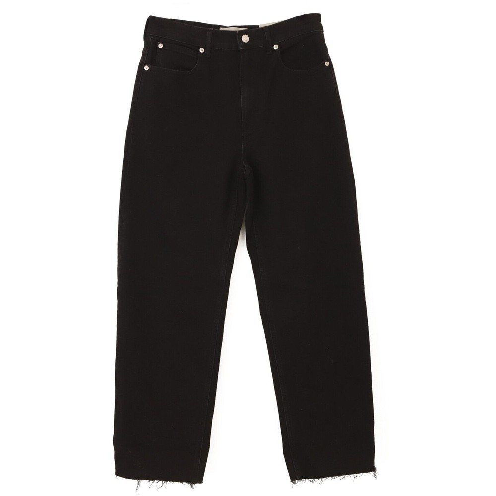 Everlane Way High Jean Straight 25 Black Denim Low Stretch Organic Cotton B13